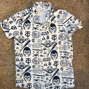 Minnesota Twins and Star Wars Black and White Men's Button Up Shirt